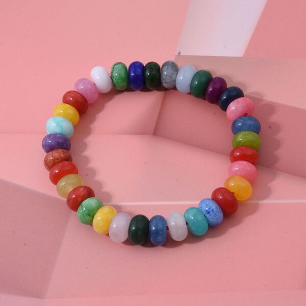 Mehrfarbige Achat 45cm Halskette und 19cm Armband image number 8