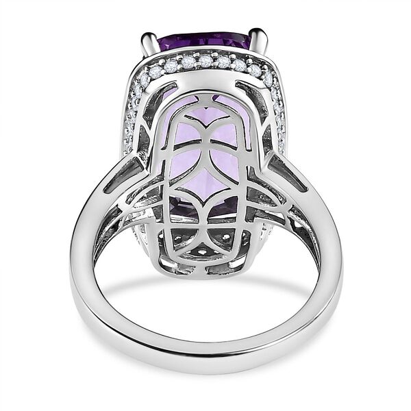 Afrikanischer Amethyst, weißer Zirkon Ring, 925 Silber platiniert, (Größe 21.00) ca. 15.57 ct image number 6