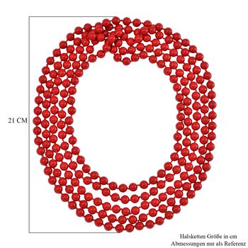 Mehrstr&auml;ngige rote Muschelkernperlen-Halskette, 255 cm