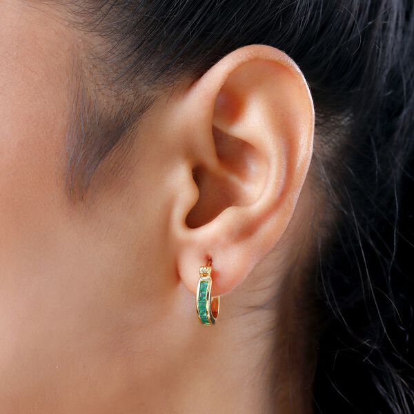 AA Kagem sambische Smaragd-Creolen, 925 Silber vergoldet, 0,60 ct. image number 3