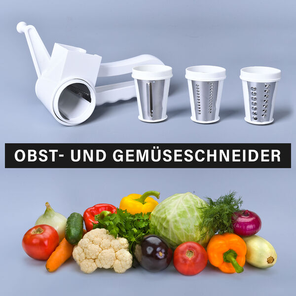 Mini Obst- und Gemüseschneider mit 3 Klingen, Weiß image number 3