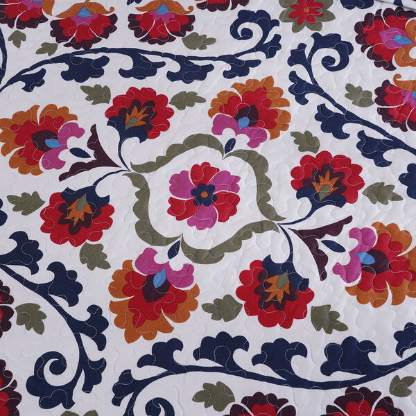 SERENITY NIGHT: 3er-Set, Quilt und 2 Kissenbez&uuml;ge, 240x260 und 2 mal 50x75 cm, Wei&szlig;-Rot image number 5