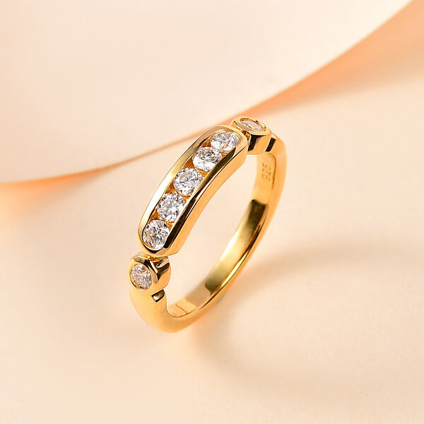 Moissanit Ring, 925 Silber Gelbgold Vermeil - 0,49 ct. image number 2