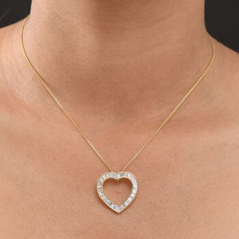 LUXURIANT VS-EF Labor Diamant Herz Anh&auml;nger mit 50cm Kette, 925 Silber 750 Gelbgold Vermeil - 2 ct.