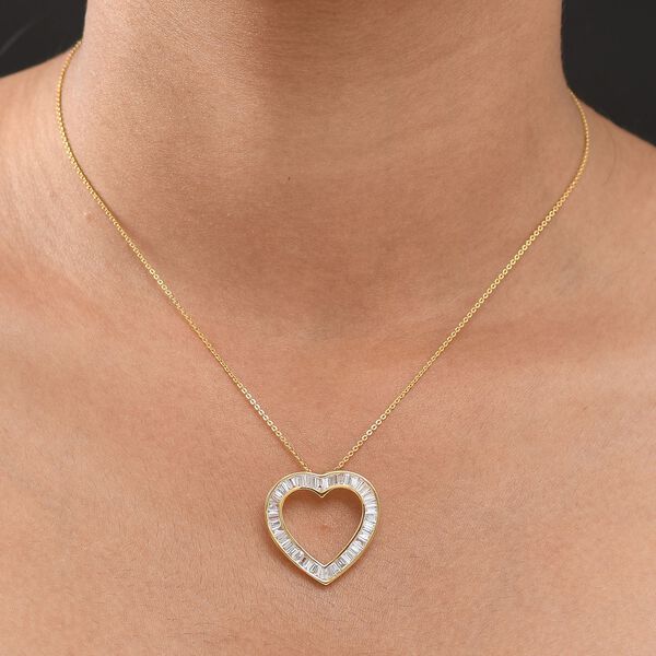 LUXURIANT VS-EF Labor Diamant Herz Anh&auml;nger mit 50cm Kette, 925 Silber 750 Gelbgold Vermeil - 2 ct. image number 3