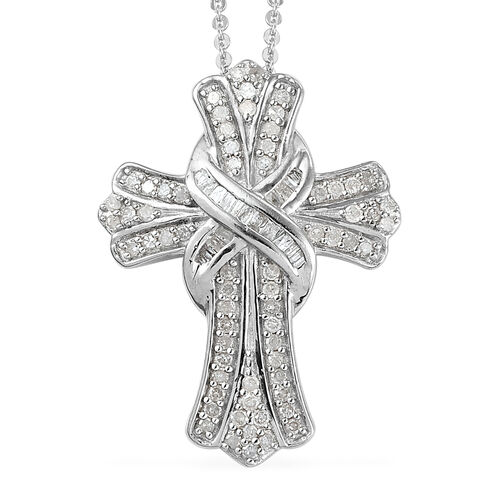 Diamant Kreuz-Anhänger mit Kette in Silber image number 0