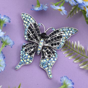 Mehrfarbiger Kristall Brosche Antikes Gold