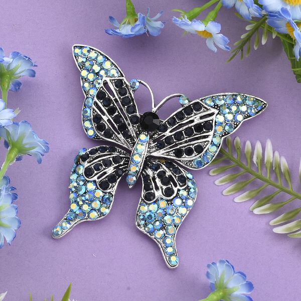 Mehrfarbiger Kristall Brosche Antikes Gold image number 2