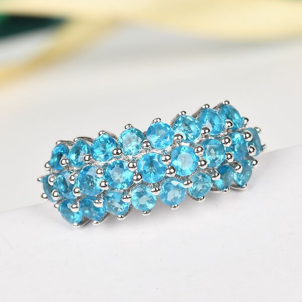 Neon Apatit Cluster Ring 925 Silber Platin-Überzug image number 2