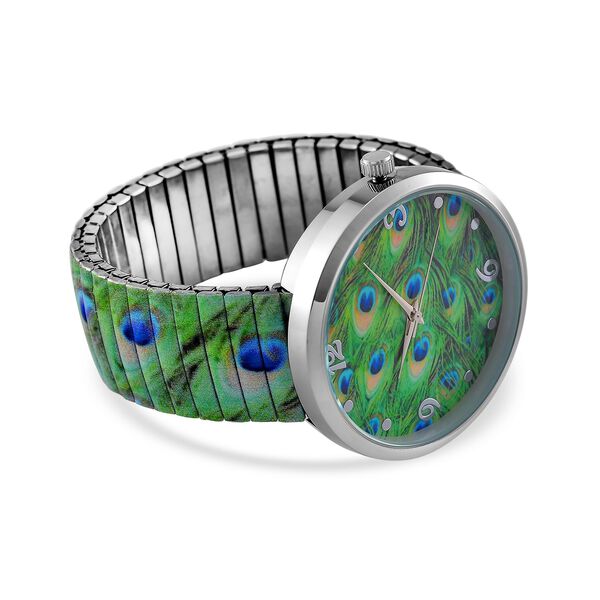 STRADA - Japanisches Uhrwerk, Flexible Uhr, Pfau image number 5