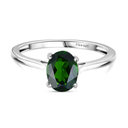SELTENE GRO&szlig;E Nat&uuml;rlicher Chromdiopsid (8X6 mm) Ring 925 Silber rhodiniert (Gr&ouml;&szlig;e 20.00) ca. 1.28 ct
