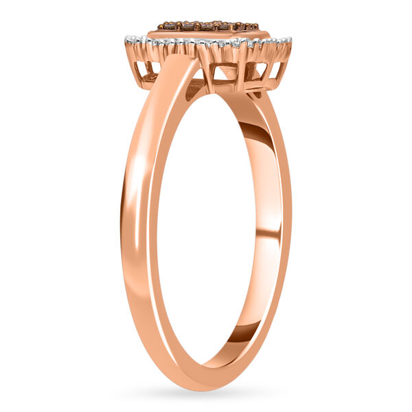 Nat&uuml;rlicher Champagner Diamant und wei&szlig;er Diamant Ring, 925 Silber Ros&eacute;gold Vermeil (Gr&ouml;&szlig;e 21.00) ca. 0.33 ct image number 4