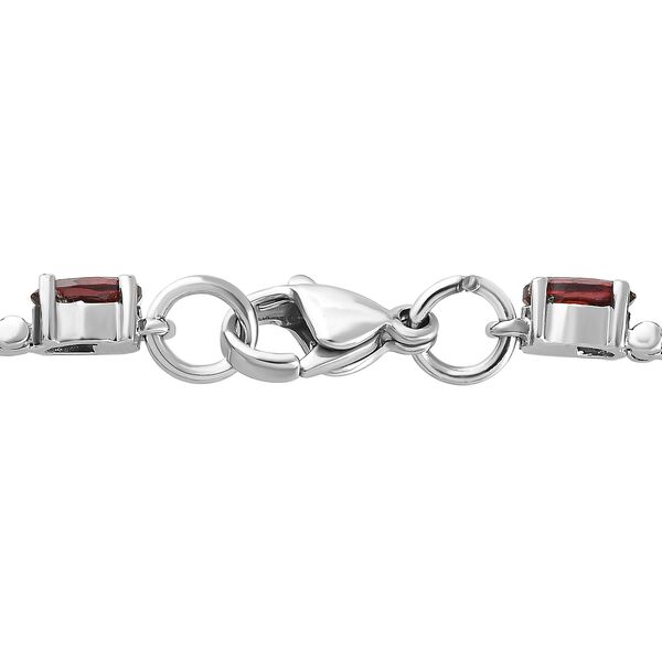 Rotes Granat-Armband, ca. 20 cm, Edelstahl, ca. 15.32 ct image number 5