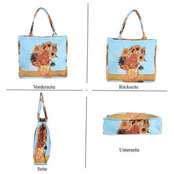 2-teiliges Taschenset - 40x12x35cm Shopper und 20x11x2cm Handytasche, Sonnenblumen von Van Gogh image number 3