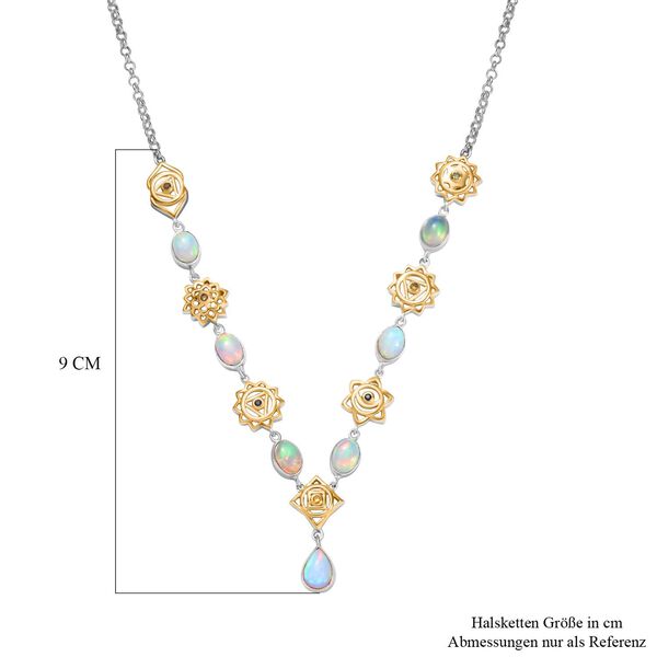 AA Nat&uuml;rliche, &auml;thiopische Welo Opal und Multi-Saphir-Halskette, 45 cm - 4,08 ct. image number 7