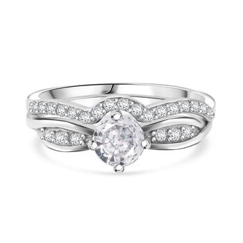 LUSTRO STELLA - Wei&szlig;er Zirkonia Ring 925 Silber rhodiniert (Gr&ouml;&szlig;e 18.00)