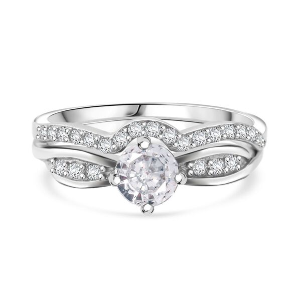 LUSTRO STELLA - Weißer Zirkonia Ring 925 Silber rhodiniert (Größe 18.00) image number 0