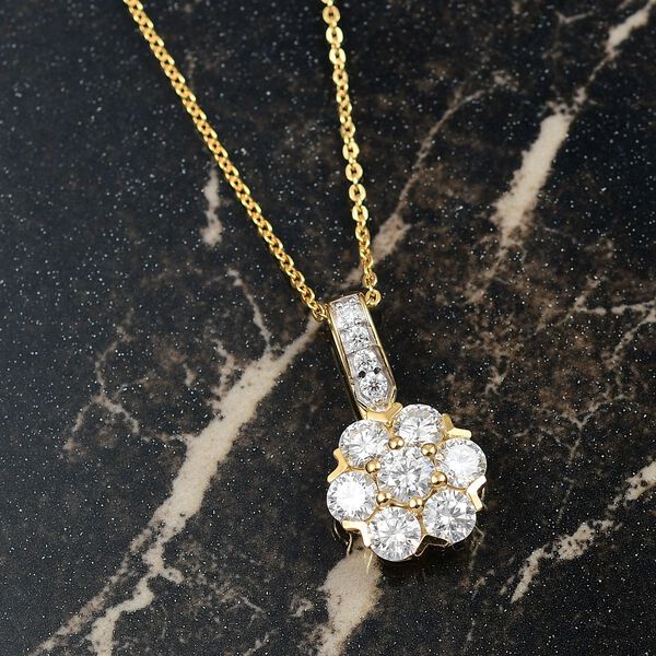 Moissanit Anh&auml;nger mit 50cm Kette, 925 Silber vergoldet - 1,51 ct. image number 2