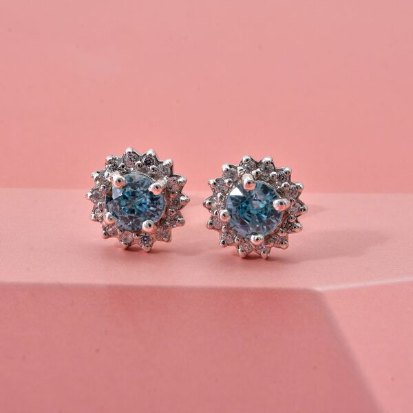 D&rsquo;Joy AA blaue und wei&szlig;e Zirkon Ohrringe - 1,13 ct. image number 1