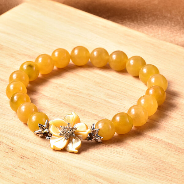 JARDIN-KOLLEKTION - gelbes Perlmutt, Honig Jade und Citrin Armband, 19 cm, 925 Silber rhodiniert, ca. 100,14 ct image number 1
