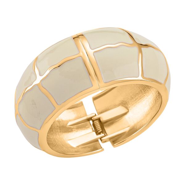 Emaille-Armreif mit Karomuster, ca. 18,5 cm, creme emailliert image number 4