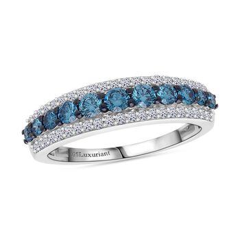 LUXURIANT DIAMOND - Lab Grown Blauer Diamant SI-GH SGL zertifiziert Ring 925 Silber rhodiniert (Gr&ouml;&szlig;e 18.00) ca. 1.00 ct