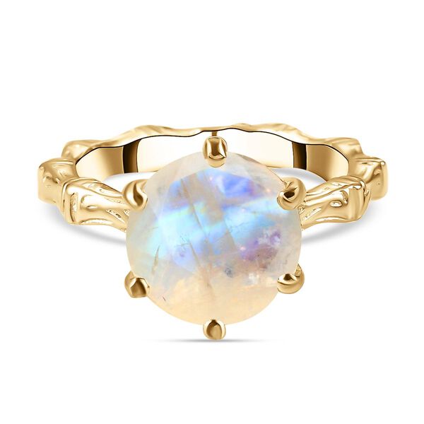 Premium Regenbogen Mondstein und Zirkon-Ring - 3,29 ct.