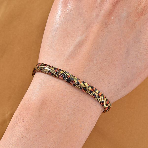 Leoparden-Print Fischgr&auml;ten Armband aus 316L Edelstahl mit Goldplattierung, ca. 19 cm +3.5 cm Extender image number 2