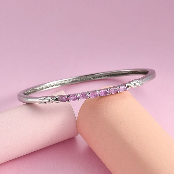 Ilakaka Rosa Saphir (Fissure gefüllt) Armreif, ca. 19 cm, Edelstahl, ca. 2.57 ct image number 2