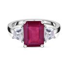 Afrikanischer Rubin (Fissure gefüllt), Weißer Zirkon Ring 925 Silber rhodiniert (Größe 16.00) ca. 4,44 ct