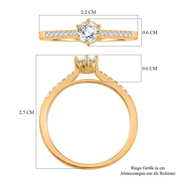 Moissanit Ring, 925 Silber 750 Gelbgold Vermeil - 0,42 ct. image number 5