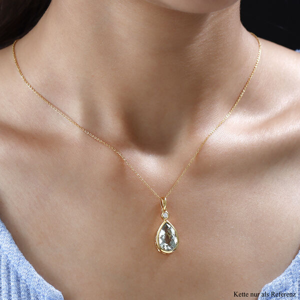 Prasiolith und wei&szlig;er Zirkon-Anh&auml;nger - 5,13 ct. image number 2