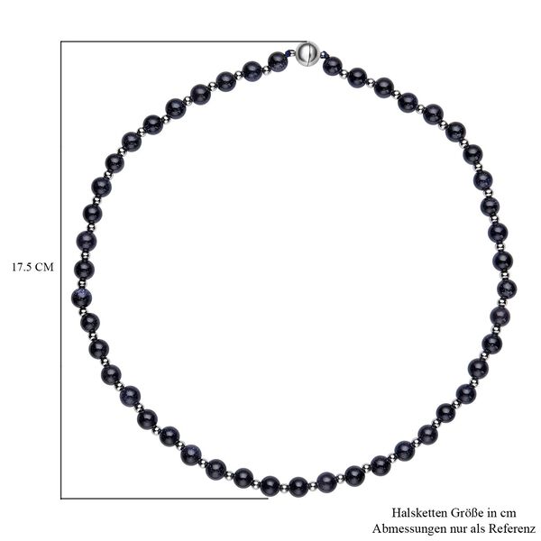 Blaue Sandstein Halskette, ca. 50 cm, Edelstahl ca. 162,50 ct image number 6