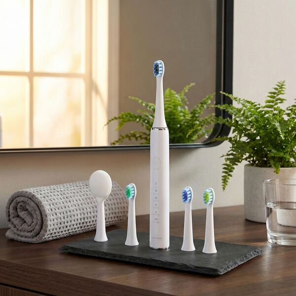 USB charging frequency sonic electric toothbrush - white Size: 24.5*2.5cm                              Weight: 116g                                    Material: ABS                                             3.7V 14500 lithium battery 500MA  2.5W Maximu image number 1