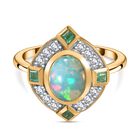 AA äthiopischer Welo Opal, Kagem sambischer Smaragd und Zirkon-Ring - 1,86 ct. image number 0