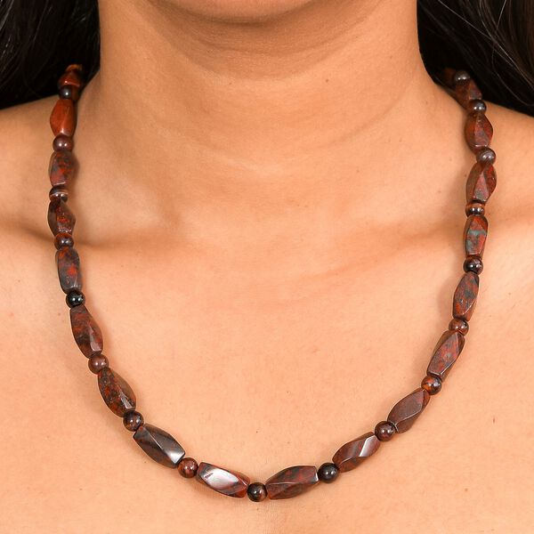 Poppy Jaspis, Rotes Tigerauge Halskette ca. 50 cm Nickelfreies Messing platiniert ca. 210.00 ct image number 2