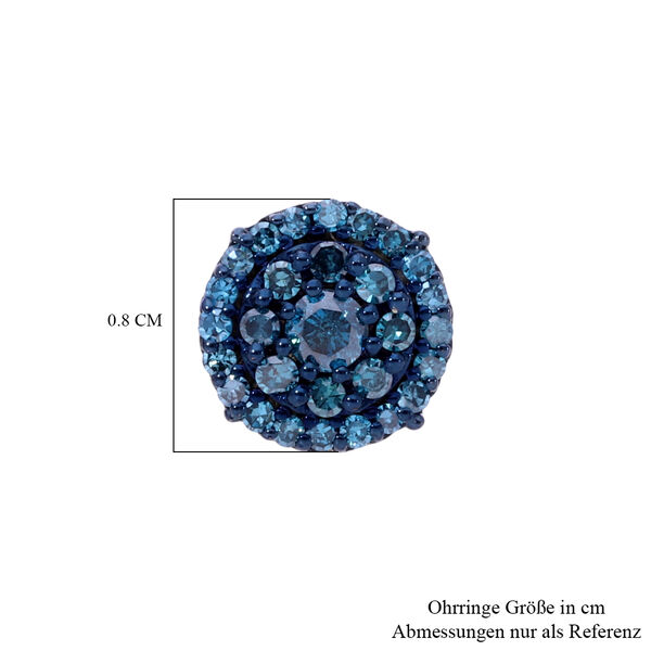 Blauer Diamant Ohrringe 925 Silber platiniert ca. 0.50 ct image number 5