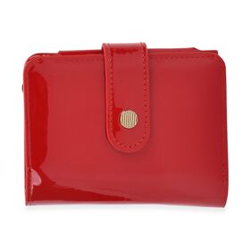 Glänzende Geldbörse aus PU-Leder mit RFID-Schutz, 12×9,5cm, Rot
