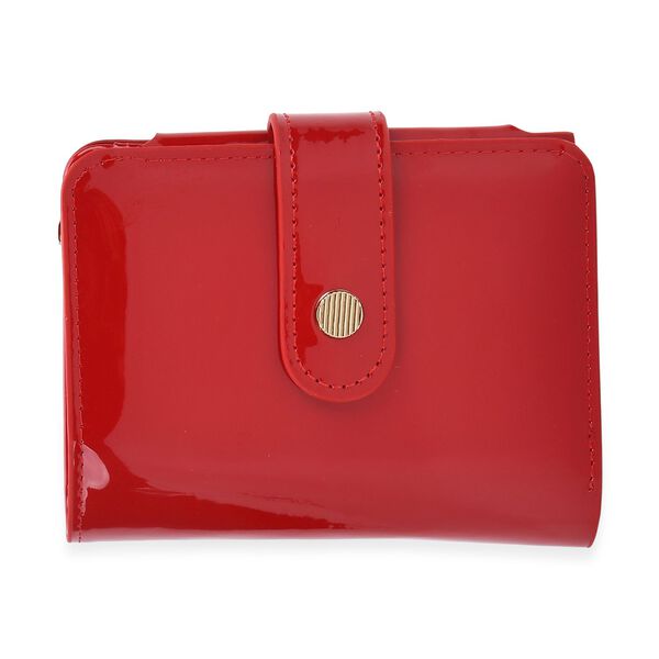 Glänzende Geldbörse aus PU-Leder mit RFID-Schutz, 12×9,5cm, Rot image number 0