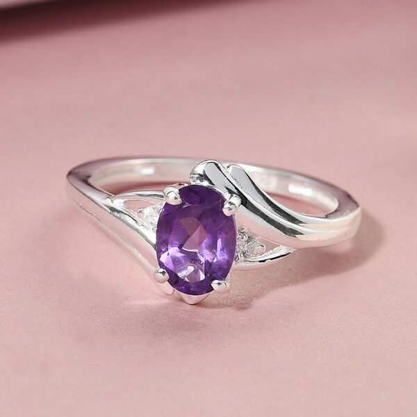 Afrikanischer Amethyst und Zirkon Ring 925 Silber  ca. 0,77 ct image number 2