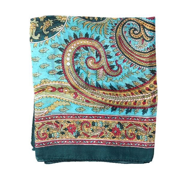 100% Seidenschal, bedruckt mit Paisleymuster, 50x160cm, Marineblau image number 5