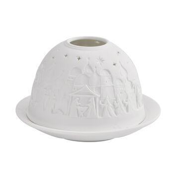 Porzellan-Teelichthalter mit LED, Bethlehem Motiv