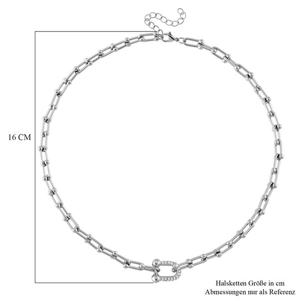 Weißer Kristall Halskette ca. 45 cm+ 5 cm Extender, Reiner Edelstahl Standard image number 6
