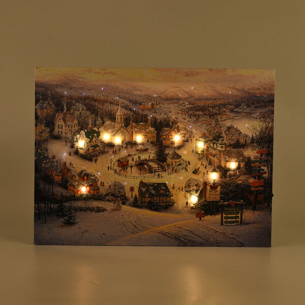 LED-Leinwandbild festliches Winterdorf, mit 10 warmwei&szlig;en LEDs und 30 Lichtfasern, 30x40x1,8cm image number 2