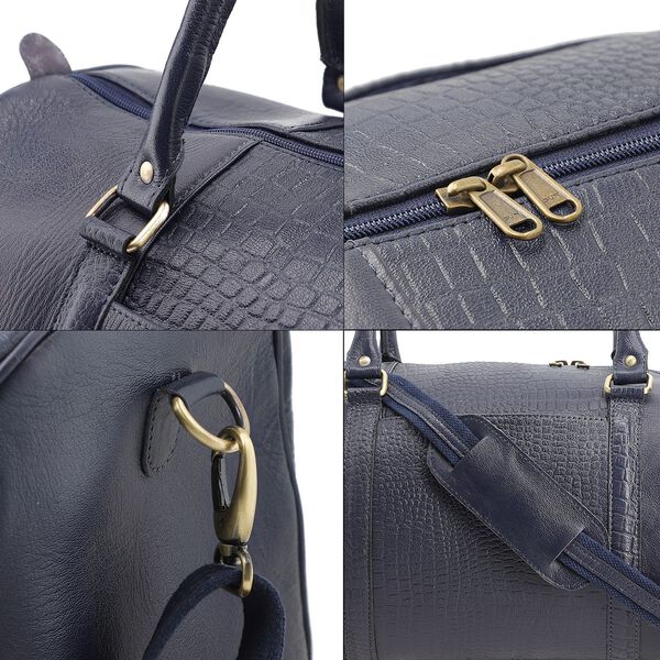 2er-Set 100% Echtleder Reisetasche und Crossbody Tasche mit Kroko-Prägung image number 10