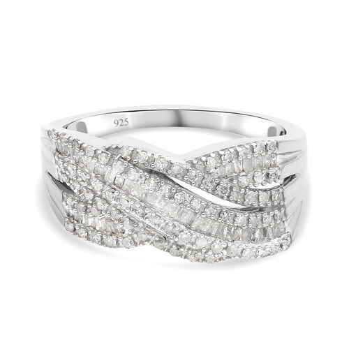 Diamant Cluster Ring 925 Silber Platin-Überzug image number 0