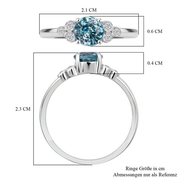 D'Joy AA Blauer Zirkon, Weißer Zirkon Ring 925 Silber rhodiniert (Größe 18.00) ca. 1,46 ct image number 6