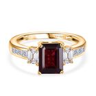 D'Joy Rhodolith Granat, Weißer Zirkon Ring 925 Silber vergoldet (Größe 17.00) ca. 3,19 ct