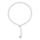 Wei&szlig;e Muschelkernperle, wei&szlig;e Zirkonia Halskette, ca. 56 cm Messing