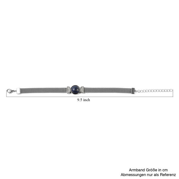 Lapislazuli und wei&szlig;es Kristall-Armband, ca. 19 cm, Edelstahl image number 6